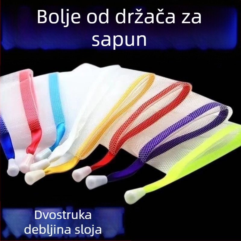 Dvostruko ručno izrađena mrežasta torbica za sapun, gel za tuširanje i sredstvo za čišćenje lica
