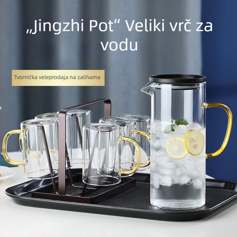 Nordijski stil staklena karafa za vodu i set čaša za kućnu upotrebu, velik kapacitet