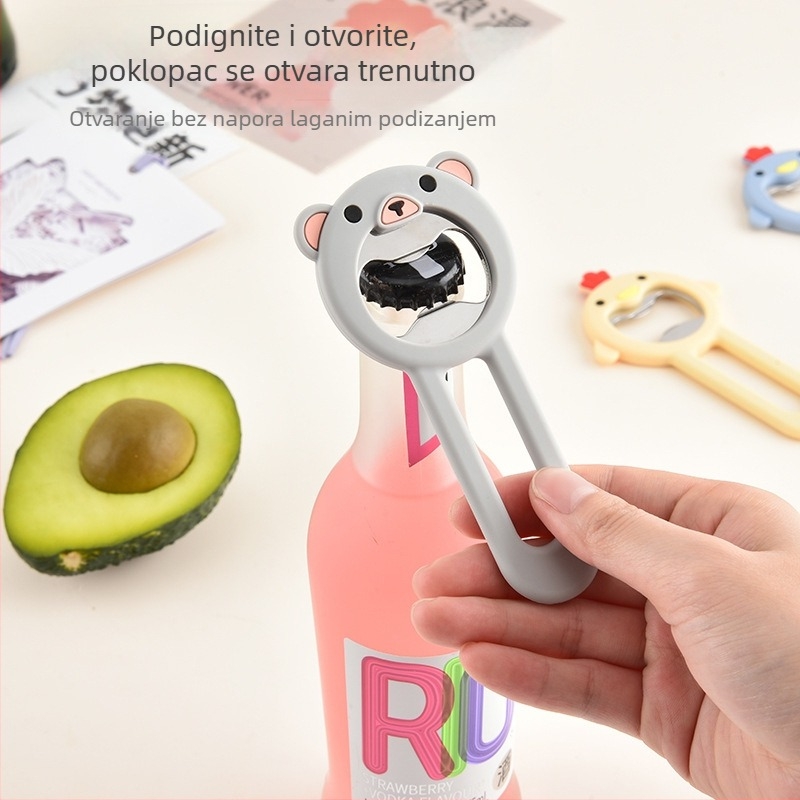 Karikativni magnetski otvarač za boce sa silikonskim tijelom, prijenosni magnet za hladnjak, dizajn Little Bear