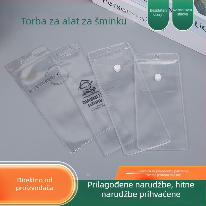Prozirna PVC kozmetička torbica sa zaštitom od vlage i oksidacije, zatvoreni sustav za pohranu četkica i alata za šminku.