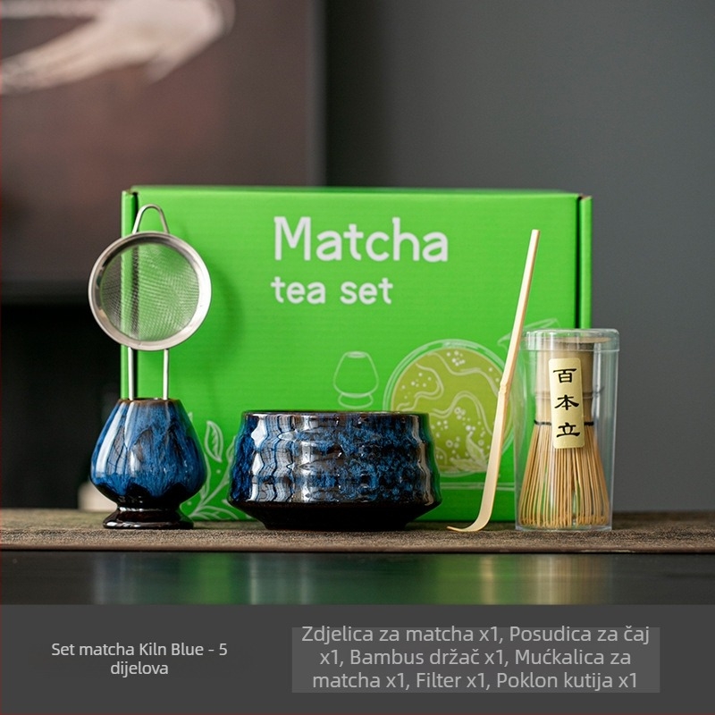 Japanska keramička zdjela za matchu s pjenjačom – set za ceremoniju čaja, 400 ml