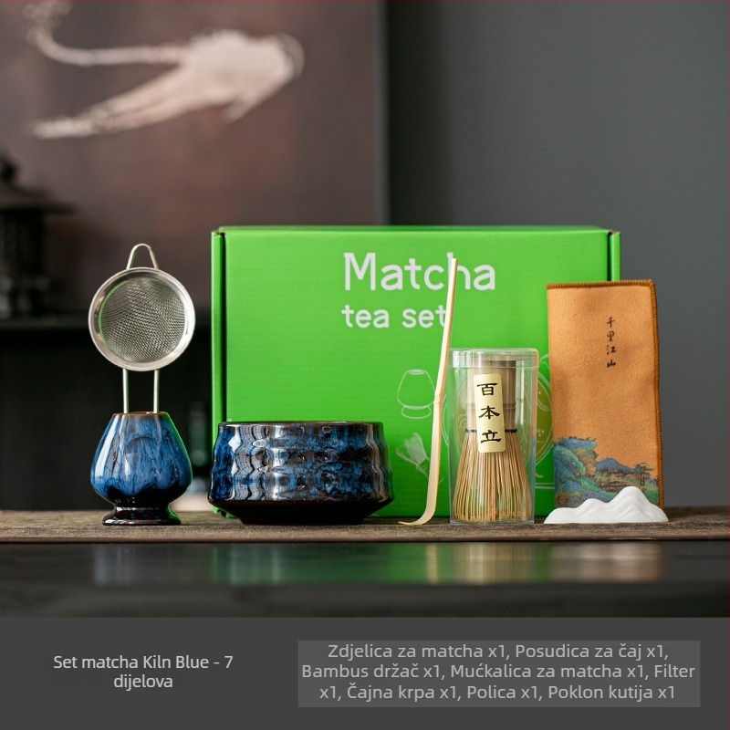 Japanska keramička zdjela za matchu s pjenjačom – set za ceremoniju čaja, 400 ml