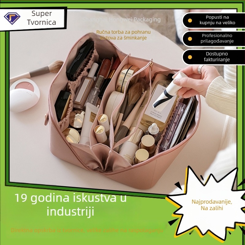 Ženska kozmetička torbica velike kapacitete, prijenosni organizator za četkice za šminku, vrhunska putna torbica za kozmetiku