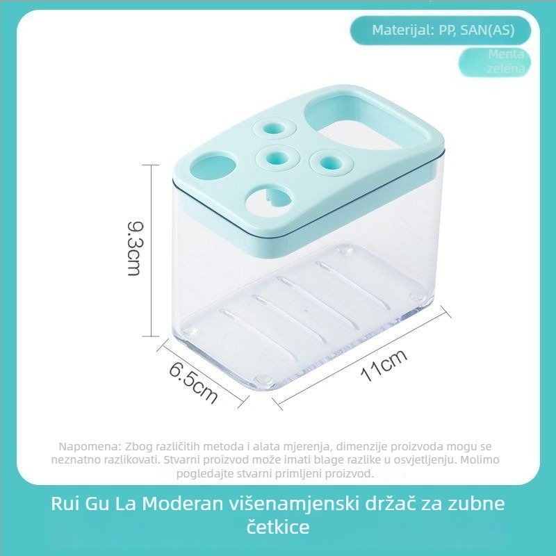 Prozirni držač četkica za zube Camellia i spremnik za pastu, za studentski dom i kupaonicu, organizator za make-up stol