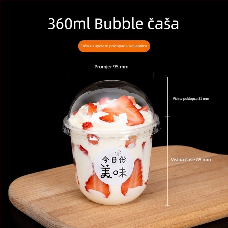 360 ml jednokratna čašica za desert za bobu i sundae, U-oblik čašica za mliječni čaj