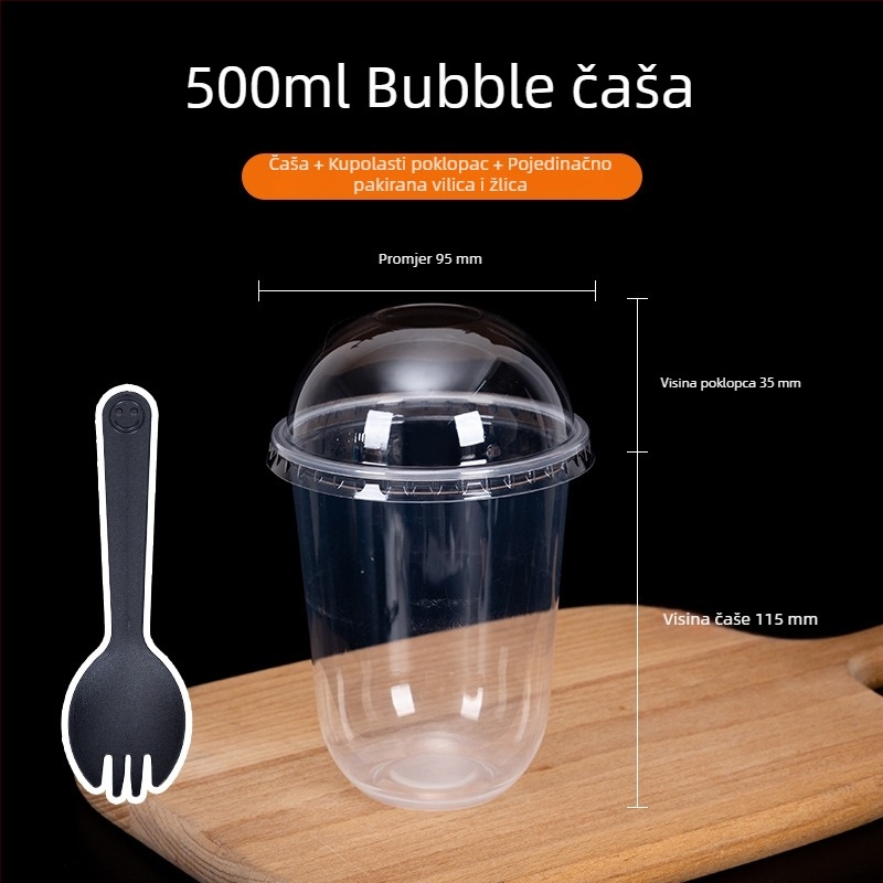360 ml jednokratna čašica za desert za bobu i sundae, U-oblik čašica za mliječni čaj