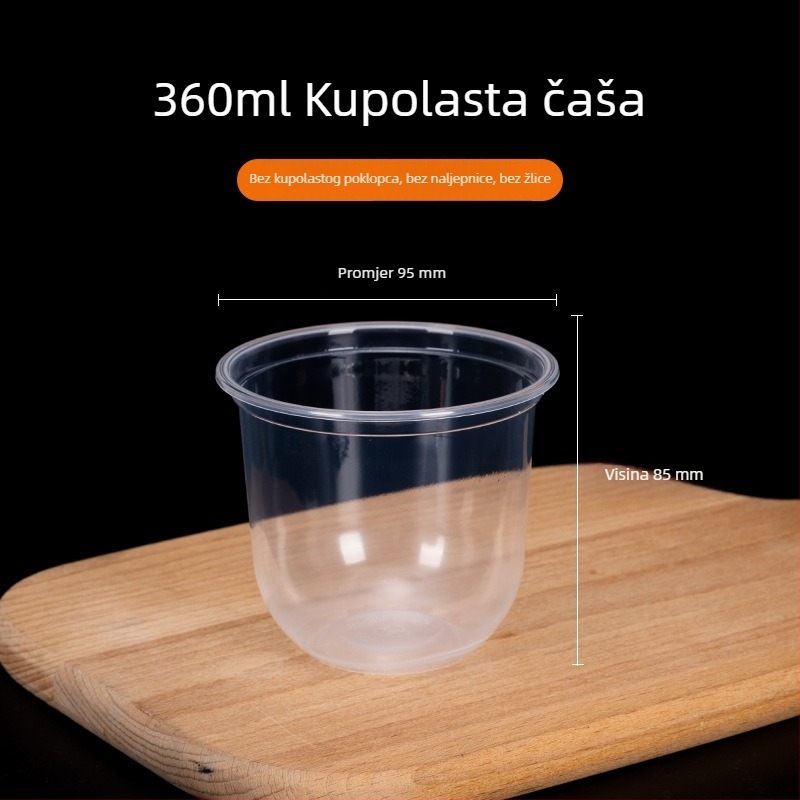 360 ml jednokratna čašica za desert za bobu i sundae, U-oblik čašica za mliječni čaj