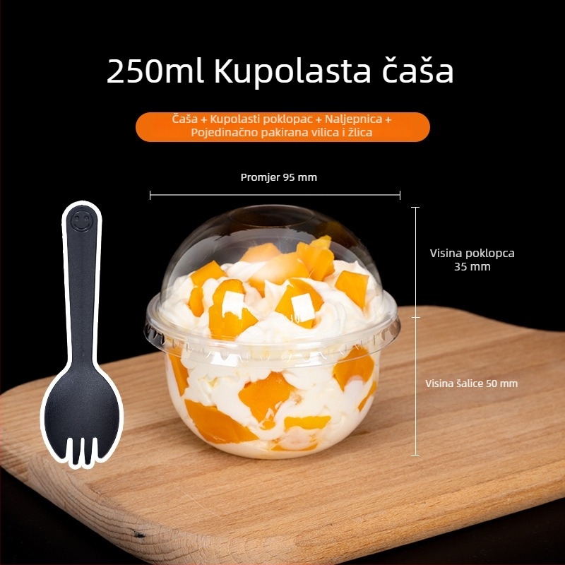 360 ml jednokratna čašica za desert za bobu i sundae, U-oblik čašica za mliječni čaj
