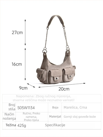 Torba ispod pazuha u Chanel stilu s prešivanjem kvadrata, luksuzna izrada, korejska verzija, koža prvog sloja, ženska torba na ramenu s više džepova