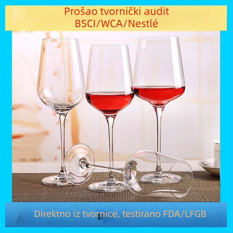Set kristalnih čaša za crveno vino, 6–10 komada, zapremina 301–400 ml, čaše sa stalkom
