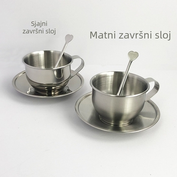 Trodjelni set od nehrđajućeg čelika za kavu: šalica, tanjurić i žličica, europskog stila