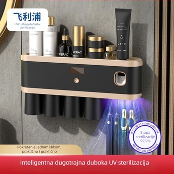 Zidni UV sterilizator za četkice i držač za pohranu i sušenje, bez bušenja, višestruke funkcije