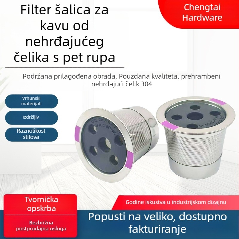Prilagođena oprema za kavu, ponovno upotrebljiva K-Cup kapsulna ovojnica od nehrđajućeg čelika za aparate za kavu, filter za kavu