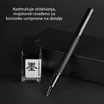 Roche metalno pero, vrhunsko za poslovne potrebe i ured, retro ukošeni vrh za kaligrafiju i pisanje, u kutiji za poklon