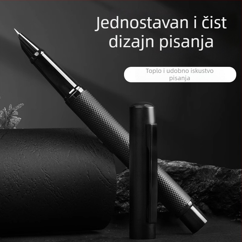 Roche metalno pero, vrhunsko za poslovne potrebe i ured, retro ukošeni vrh za kaligrafiju i pisanje, u kutiji za poklon