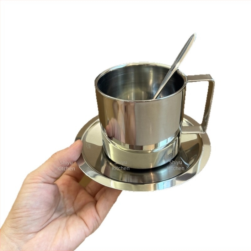 Set šalica za kavu od 304 nehrđajućeg čelika: espresso šalica, šalica za mlijeko, šalica za ekstrakciju i mjerno čašica za unce