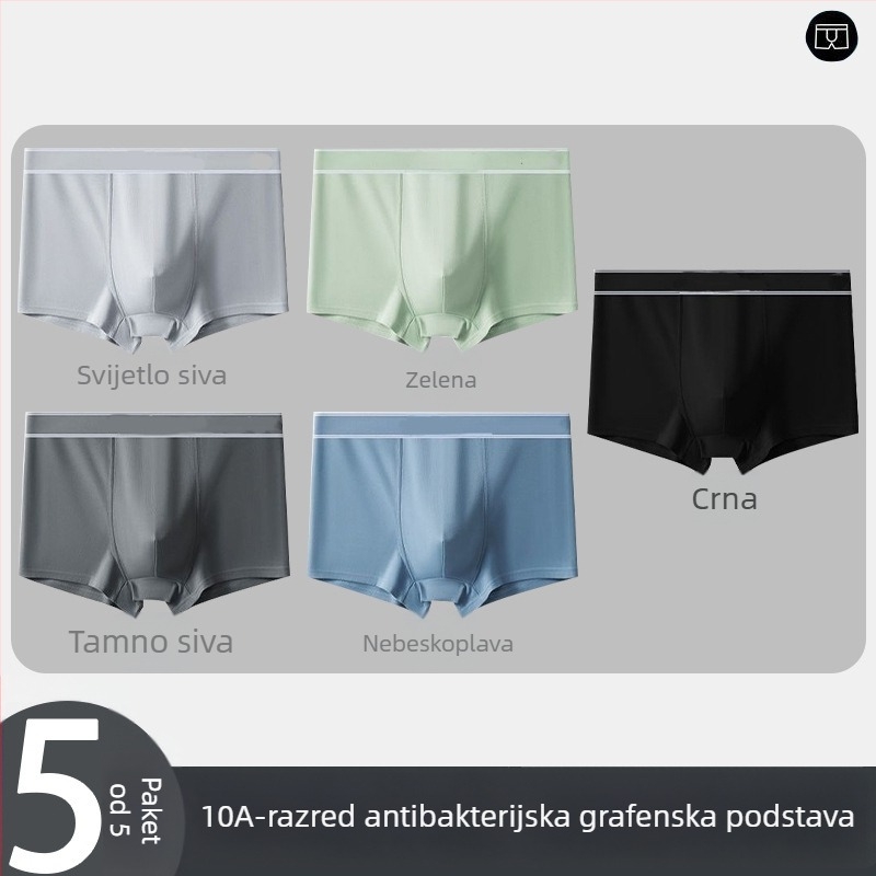 5-komadni set muških bokserica s jednofarbnim dizajnom, prozračne, srednje visine struka, velike veličine