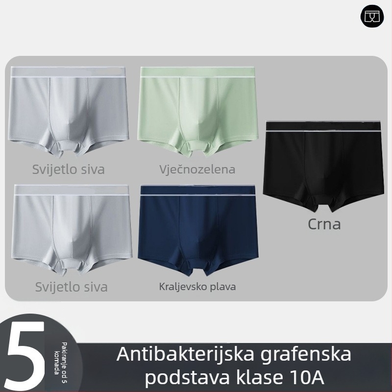 5-komadni set muških bokserica s jednofarbnim dizajnom, prozračne, srednje visine struka, velike veličine