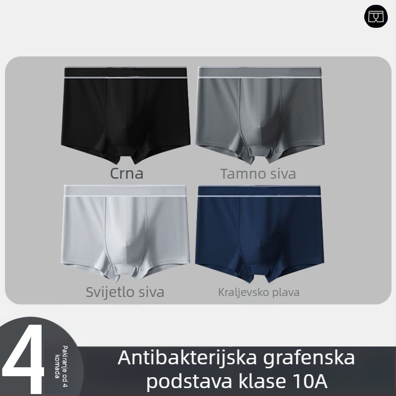 5-komadni set muških bokserica s jednofarbnim dizajnom, prozračne, srednje visine struka, velike veličine