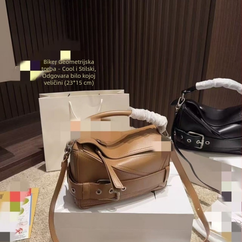 2025 Luojia nova super cool geometrijska torba za motocikl za žene — torba za ruku, preko ramena i crossbody, svakodnevna gradska torba