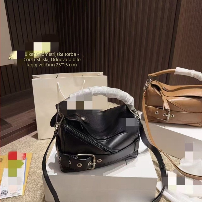 2025 Luojia nova super cool geometrijska torba za motocikl za žene — torba za ruku, preko ramena i crossbody, svakodnevna gradska torba