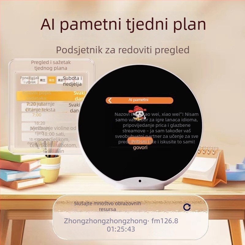 AI robot za upravljanje vremena, pametni alarmni sat, interaktivna razgovorna igra, dječji edukativni stroj za priče, mini uređaj za učenje