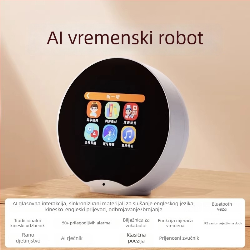 AI robot za upravljanje vremena, pametni alarmni sat, interaktivna razgovorna igra, dječji edukativni stroj za priče, mini uređaj za učenje