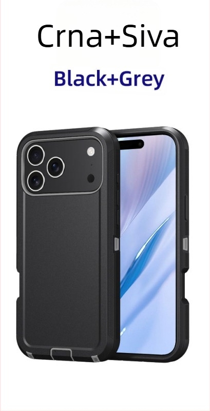 Maska za iPhone 17 Pro Max, dvostruka PC+TPU zaštita, jednofarbna, otpornost na padove