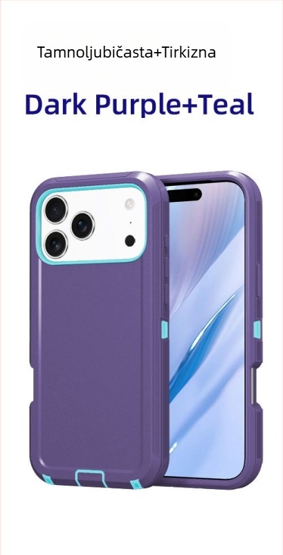 Maska za iPhone 17 Pro Max, dvostruka PC+TPU zaštita, jednofarbna, otpornost na padove