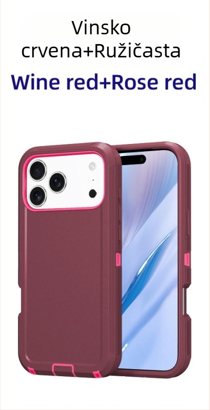 Maska za iPhone 17 Pro Max, dvostruka PC+TPU zaštita, jednofarbna, otpornost na padove