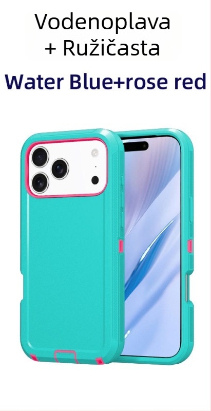 Maska za iPhone 17 Pro Max, dvostruka PC+TPU zaštita, jednofarbna, otpornost na padove