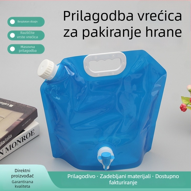 Spremnik za vodu za kampiranje s mekanom mlaznicom za piće, prehrambene kvalitete, prenosni sklopivi spremnik velike kapacitete, izrada po narudžbi