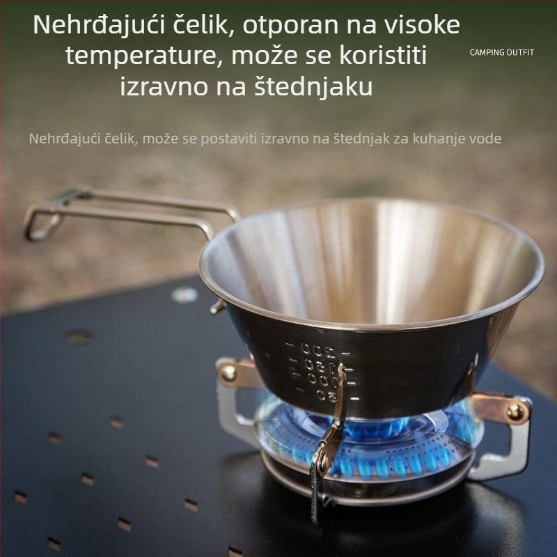 Sklopiva čaša od 304 nehrđajućeg čelika za kampiranje i planinarenje, čaša s širokim otvorom za čaj i kavu, planinska čaša za vodu
