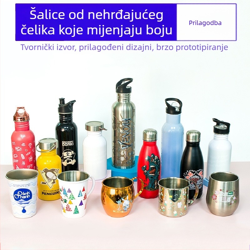 Čaša od nehrđajućeg čelika 304, velikog kapaciteta, sa slamkom, za vanjsku uporabu, čaša za pivo koja mijenja boju, personalizacija logotipa