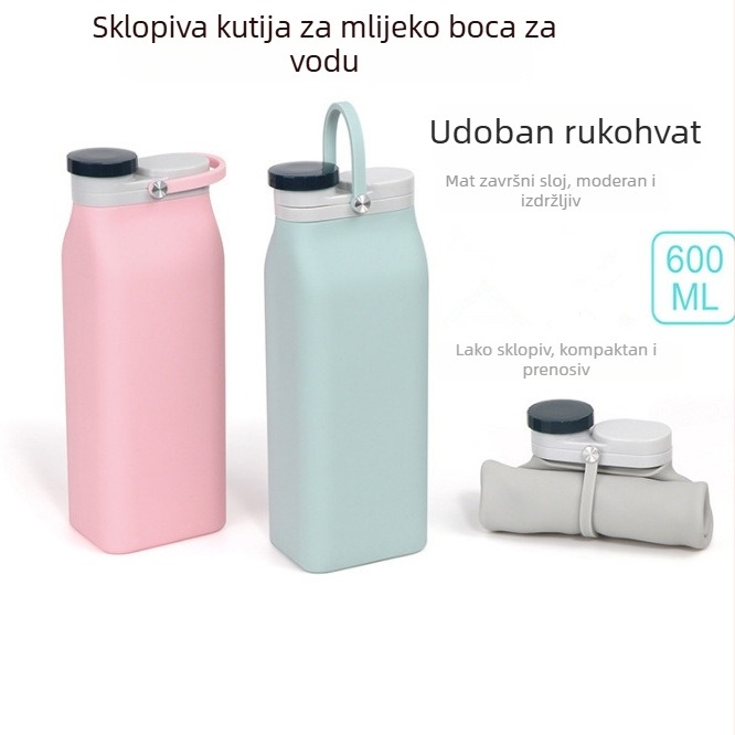 Sklopiva silikonska čaša za djecu, prijenosna, otporna na visoke temperature, velika kapaciteta, teleskopaska putna čaša, čaša za mlijeko