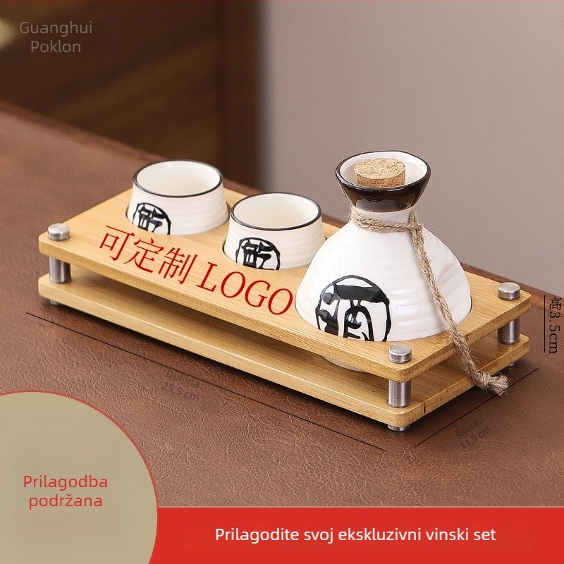 Japanski stil sake čaše, porculan, retro male sake čaše, dozator pića i grijaća boca, 3-djelni set