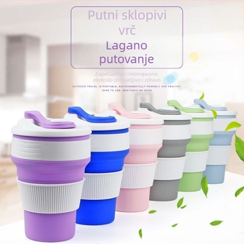 Ronya silikonska sklopiva šalica za kavu, 350 ml, minimalistički dizajn, prijenosna i sklopiva