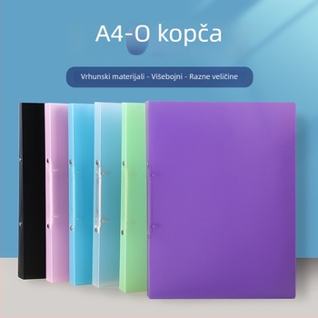 A4 prozirna mapa s O-tipa klipom, candy boje, 2/3/4 rupa, PP vodootporna uredska mapa