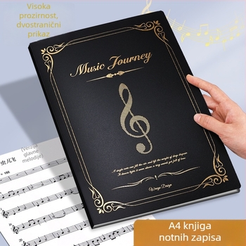Folder za note za klavir, format A4, s proširivim prozirnim umetkom, priručnik za učenike