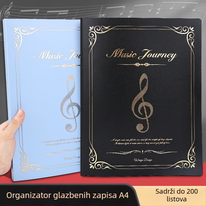 Folder za note za klavir, format A4, s proširivim prozirnim umetkom, priručnik za učenike