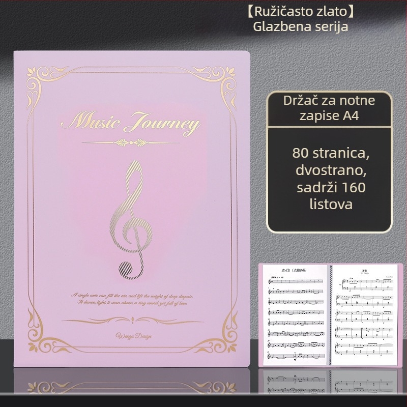 Folder za note za klavir, format A4, s proširivim prozirnim umetkom, priručnik za učenike
