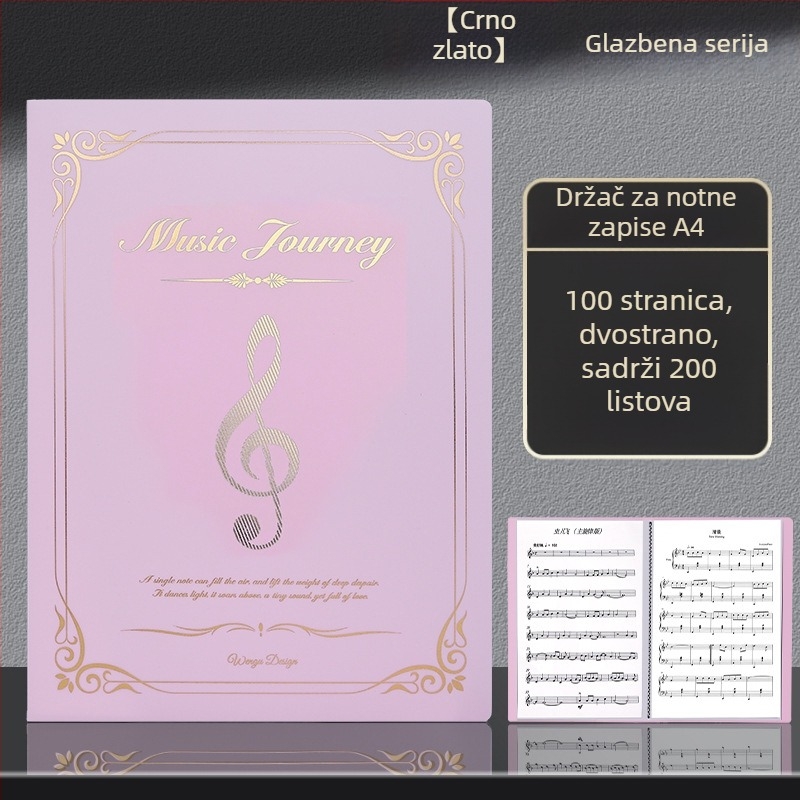 Folder za note za klavir, format A4, s proširivim prozirnim umetkom, priručnik za učenike