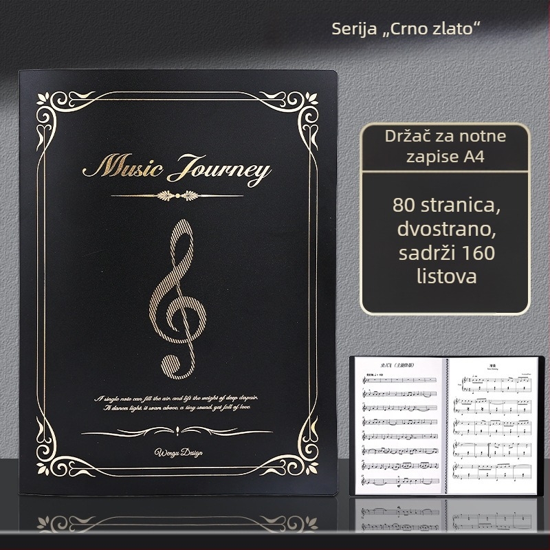 Folder za note za klavir, format A4, s proširivim prozirnim umetkom, priručnik za učenike
