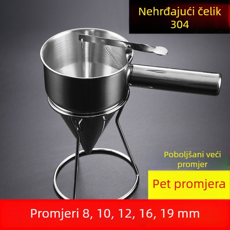 Lijevak od nehrđajućeg čelika za tijesto Takoyaki, velikog promjera, ručni dozator tijesta, alat za pečenje kolača