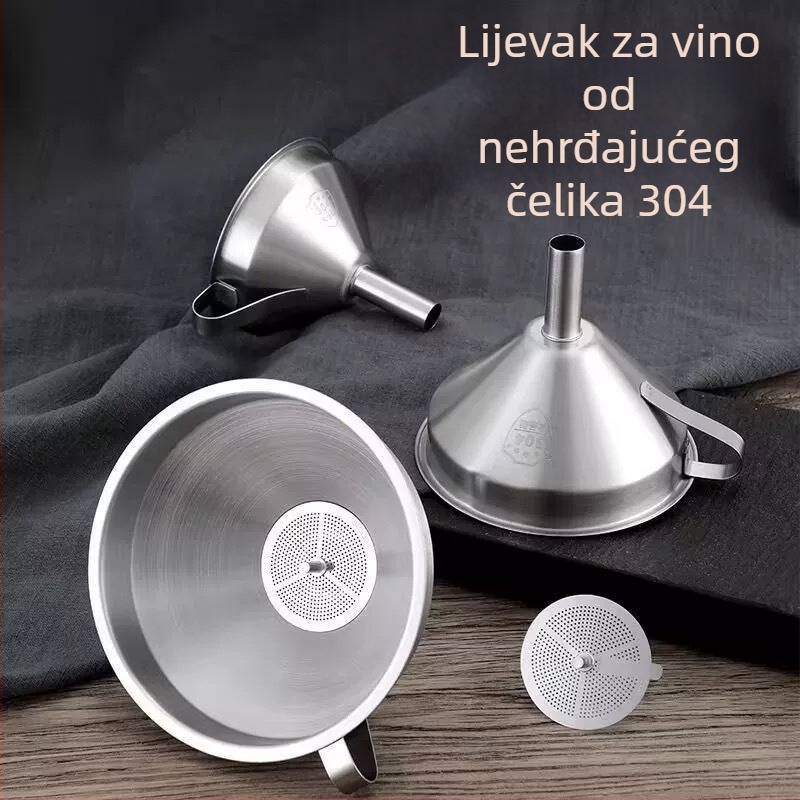 304 nehrđajući čelični lijevak za kuhinju – za lijevanje i filtriranje ulja, lijevak za tekuće ulje za kućnu upotrebu s velikim i malim promjerom, vinski lijevak