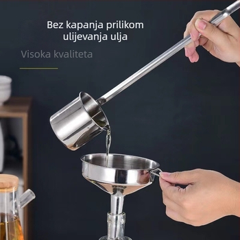 Lijevak od nehrđajućeg čelika velikog promjera za ulja, vino i umake; filtriranje različitih promjera; pogodna za grožđani sok i lijekovita ulja.