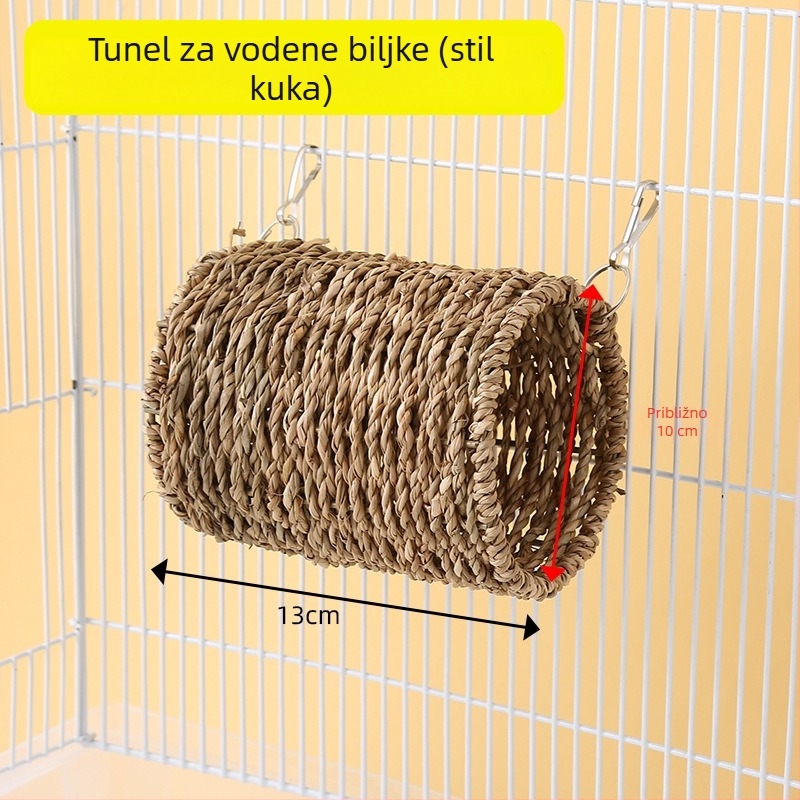 Set dodataka za hamstera: tunel od jabukovog drveta, skrovište, ljuljačka, hamaka, ljestvica i ograda za dekoriranje staništa