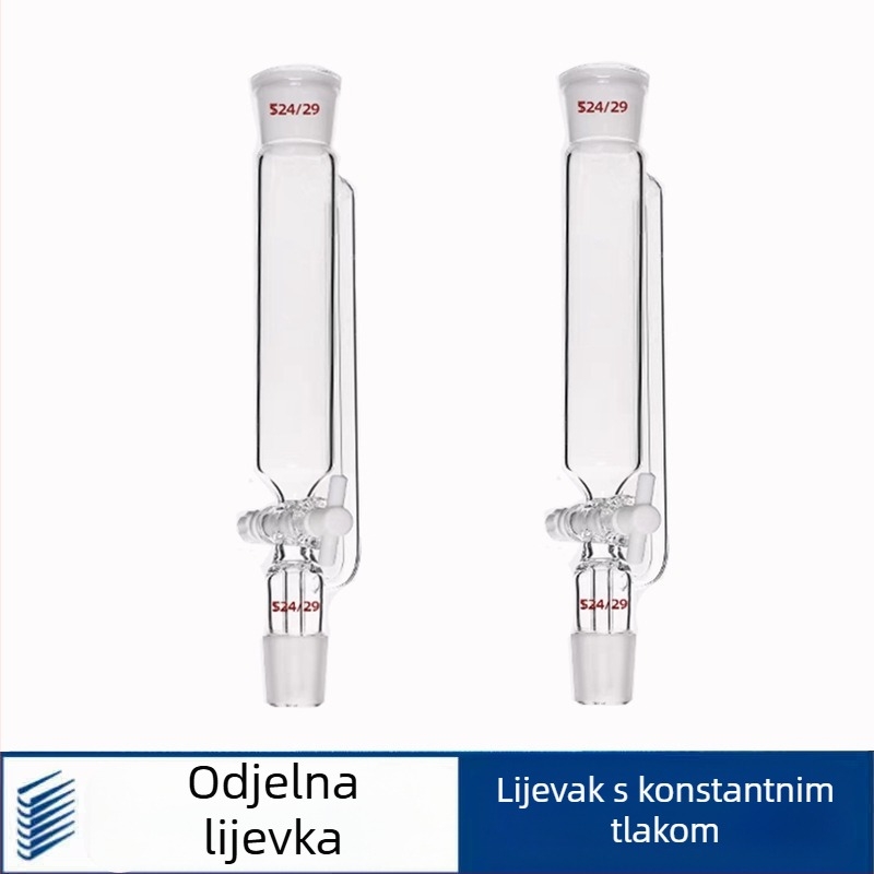 Staklena lijevka s konstantnim tlakom i PTFE lijevka za kapanje, cilindrična, zapremine 100 ml, 250 ml i 500 ml