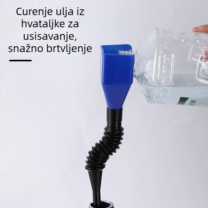 Prijenosni lijevak za gorivo s teleskopskim crijevom i snap-on spojem za automobile i motocikle