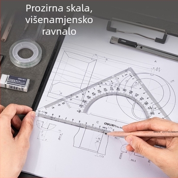 Deli 72156 Set pravila i kompas za tehničko crtanje, školski komplet za crtanje